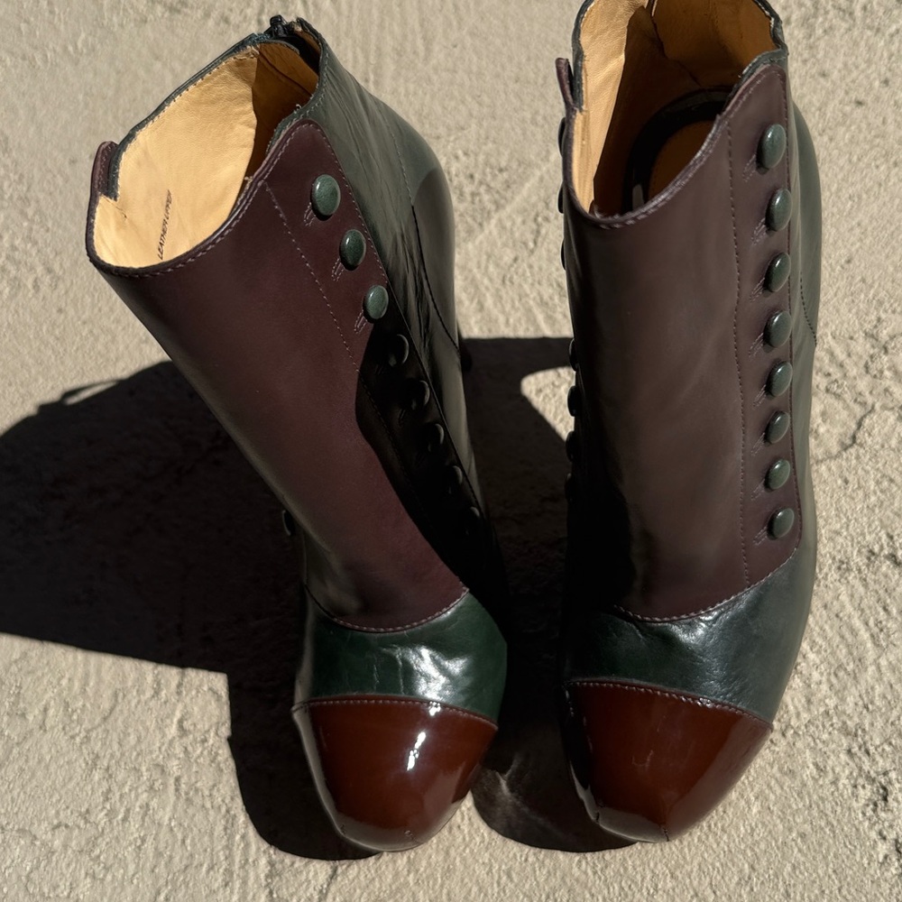 NEW L.A.M.B. Booties stiletto LAMB Gwen Stefani Corset platform 8.5 leather $425 - Picture 12 of 17